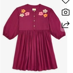 Epic Threads Funky Floral Embroidered Kids Dress - Maroon Size 14/16